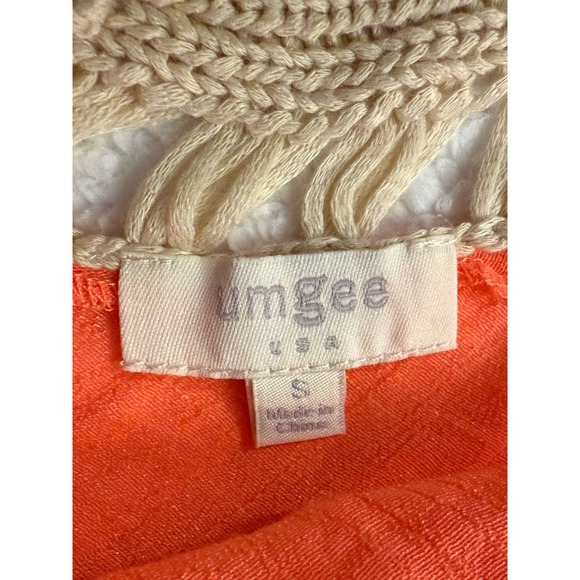 UMGEE Tunic Wm S Boho Stretch Knit Crochet Trim Bright Mango Festival Coverup - Picture 7 of 8